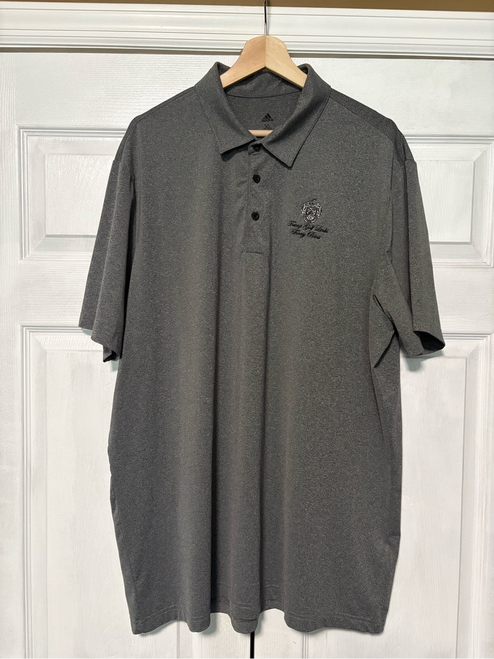 Adidas Trump Golf Links Ferry Point Polo Shirt XL Grey Heathered Short Sleeve